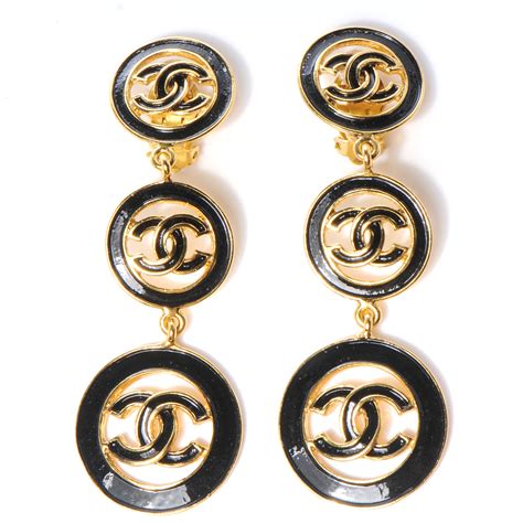 black and gold chanel cc earrings|Chanel earrings letters price.